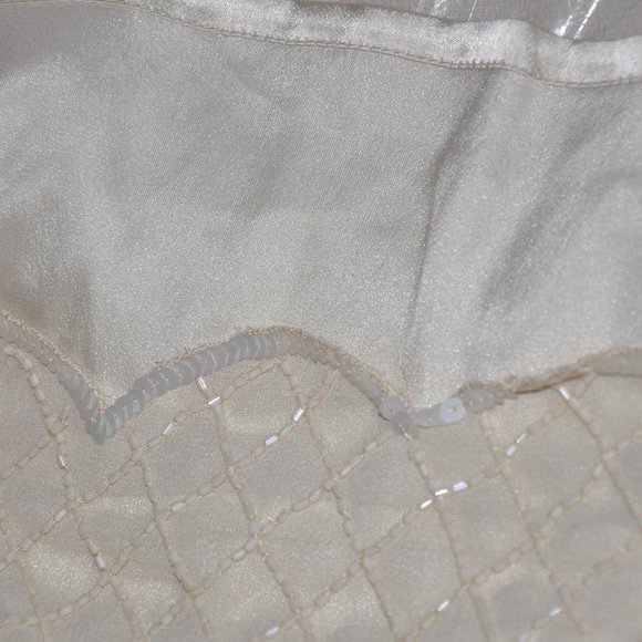 Vintage Cream Beaded Sequin Gatsby Flapper Party Cocktail Dress Size L - Picture 7 of 7